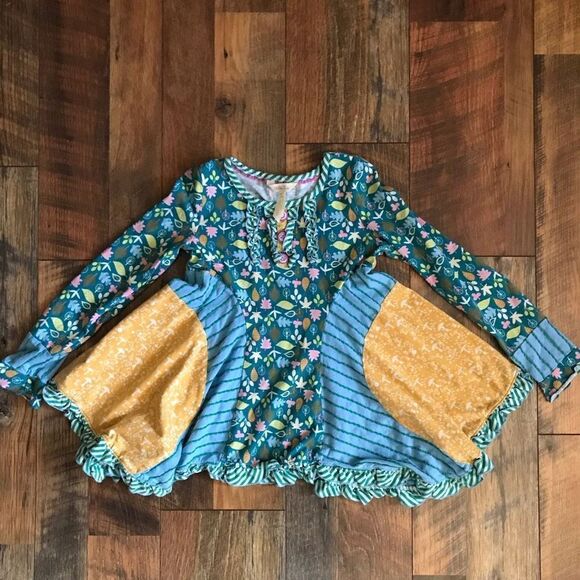 Matilda Jane SZ 8 long sleeve top tunic floral ruffles Make believe footpath - Picture 3 of 6